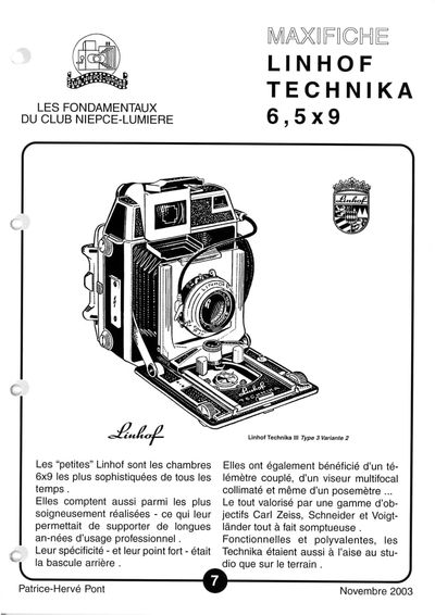 Les Fondamentaux 7 : Linhof Technika 6,5 x 9