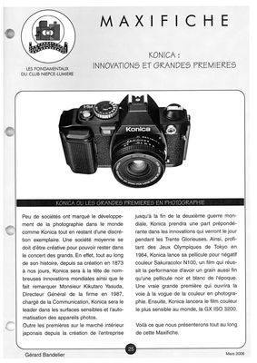 Les Fondamentaux 25 : Konica, innovations et grandes premières