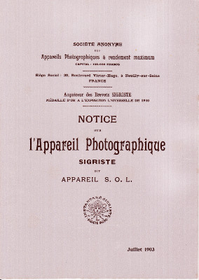 Notice de l'Appareil Photographique Sigriste