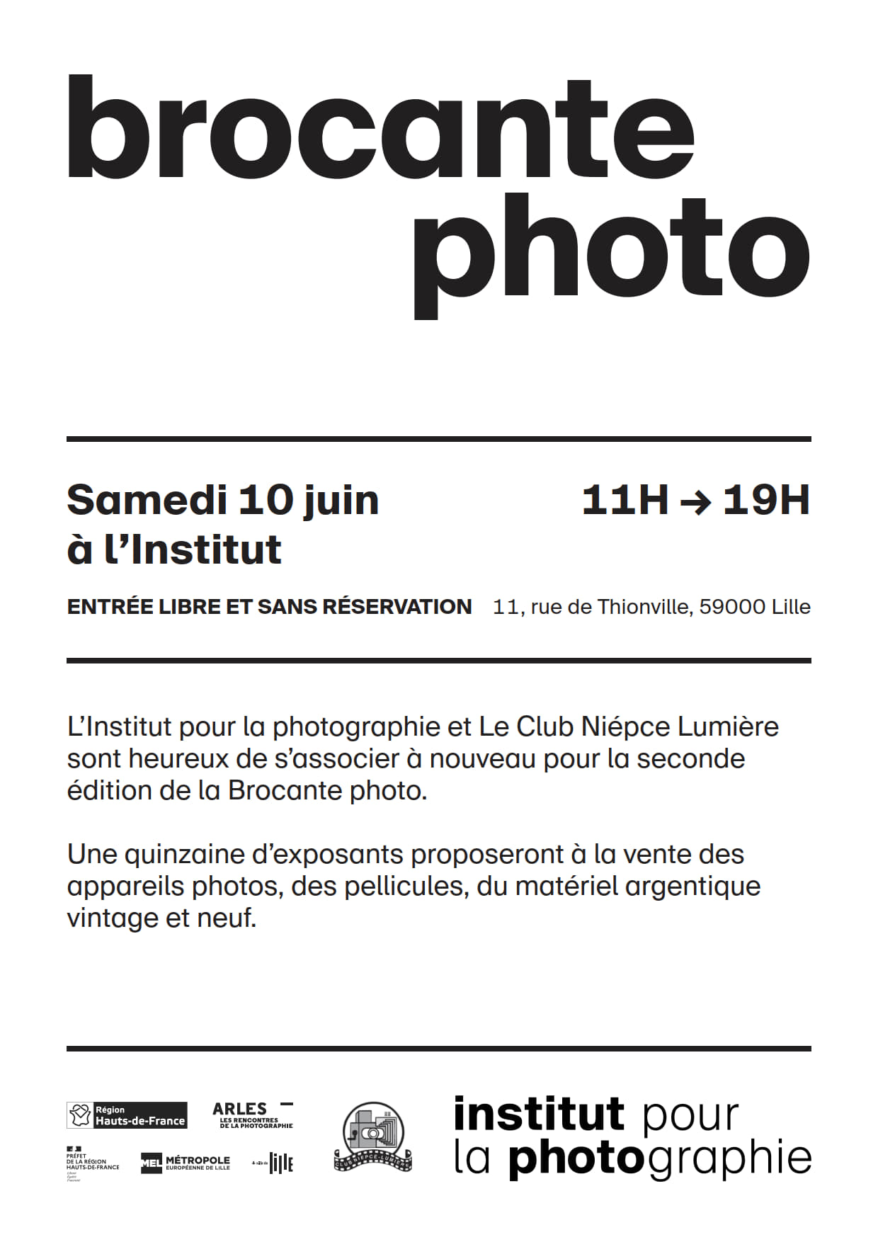Lille, 10 juin 2023 - Institut pour la Photographie - Brocante photo