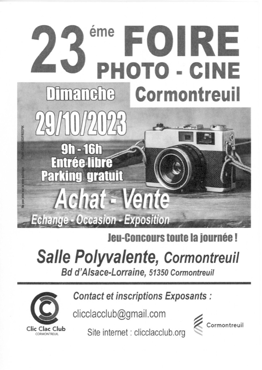 Cormontreuil, 23ème Foire au matériel Photo-Ciné 2023