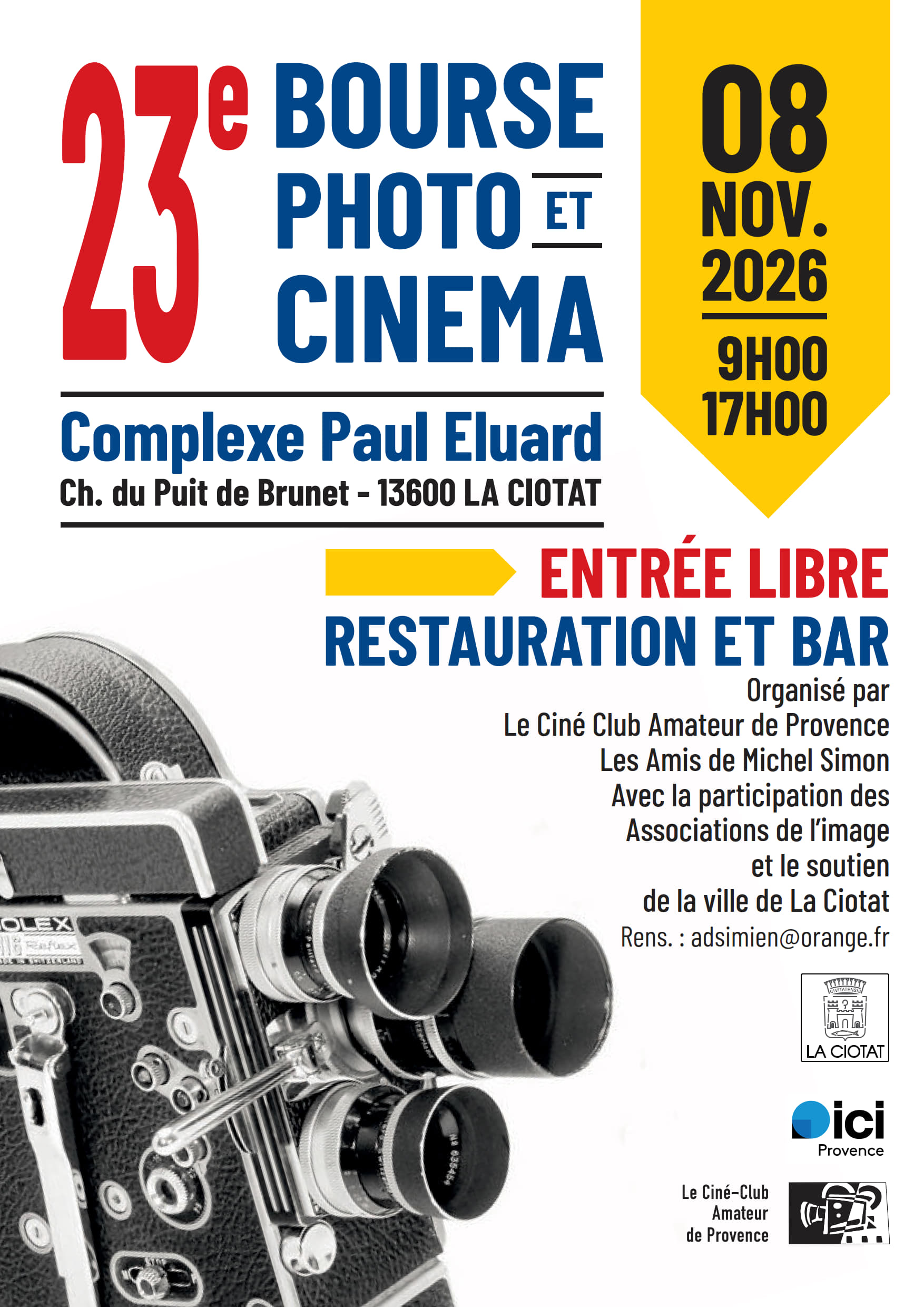 La Ciotat, 8 novembre 2026 - 23e Brocante Photo et Cinéma