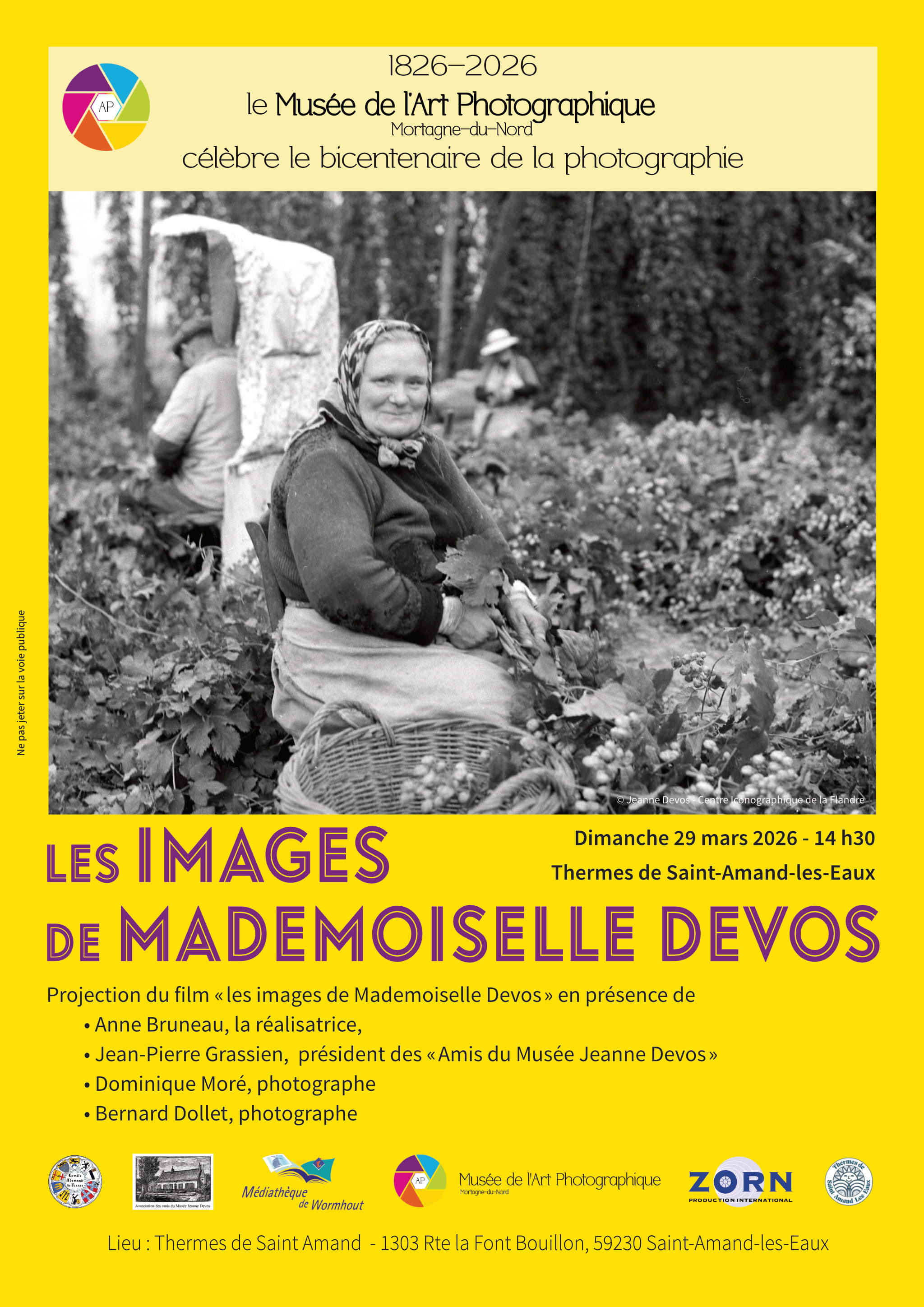 Saint-Amand-les-Eaux, Projection "Les images de Mademoiselle Jeanne Devos" 29 mars 2026
